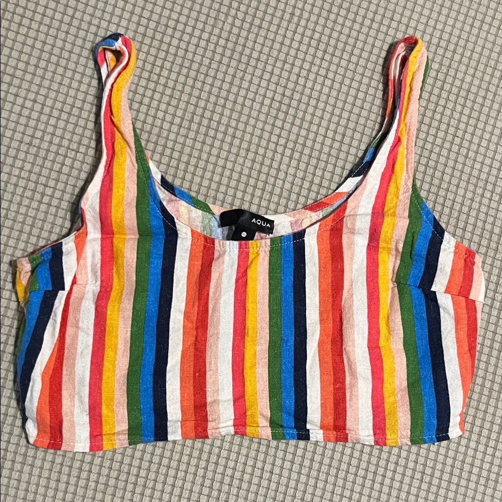 Aqua Colorful Striped Crop Top